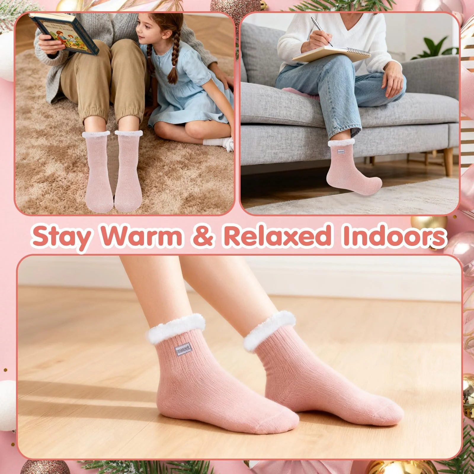 Пухнасті шкарпетки Жіночий подарунковий набір Різдво, 2 пари (розмір 35-42), фото №5