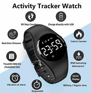 Цифровой Фитнес-браслет, водонепроницаемый, без Bluetooth, светодиодный, перезаряжаемый, для детей и взрослых, без приложения synthetic.ua - Фото 1