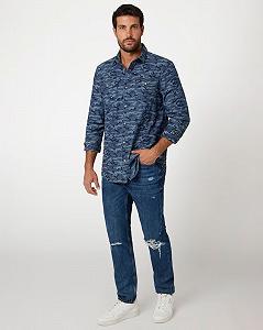 Мужская джинсовая рубашка GUESS JEANS / Синяя / Размер L synthetic.ua - Фото 1