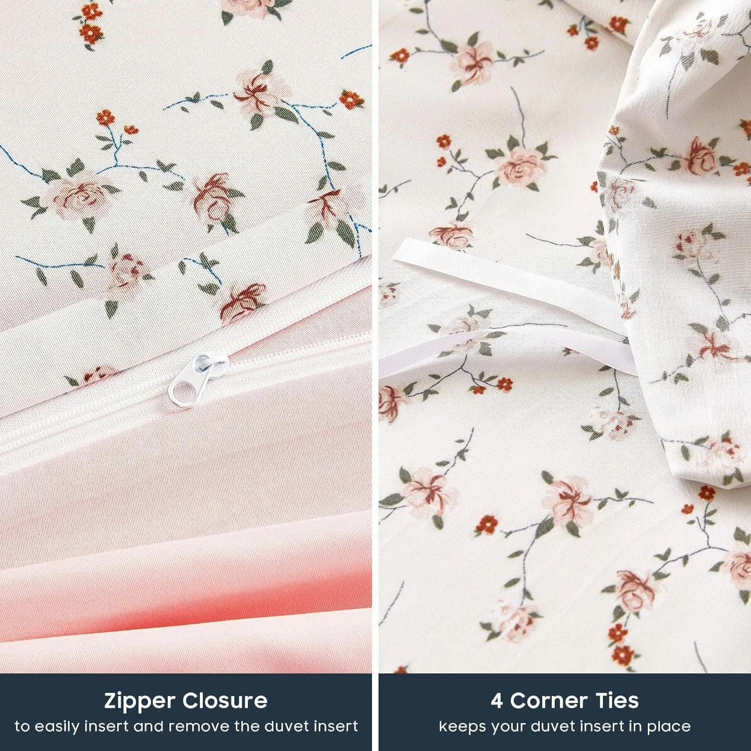Постельное белье Lanqinglv 135 x 200 см, розовое, белое, листья, цветы, растительный узор, двустороннее, микрофибра, фото №7 Постельное белье Lanqinglv 135 x 200 см, розовое, белое, листья, цветы, растительный узор, двустороннее, микрофибра, фото №7