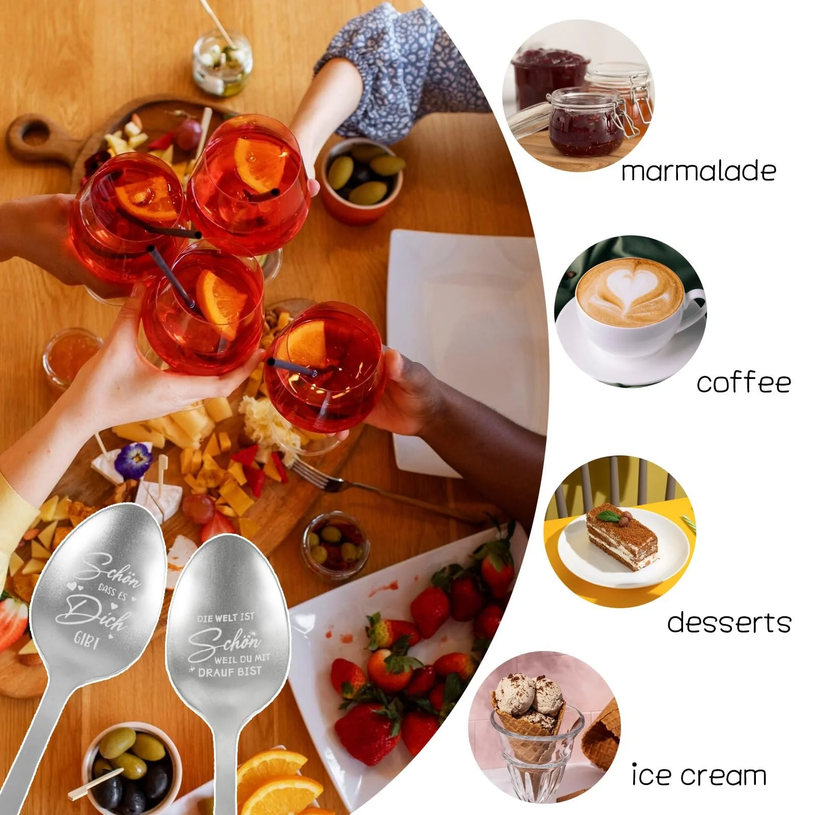 Ложка Кавова з гравіюванням, нержавіюча сталь, сріблястий, фото №4