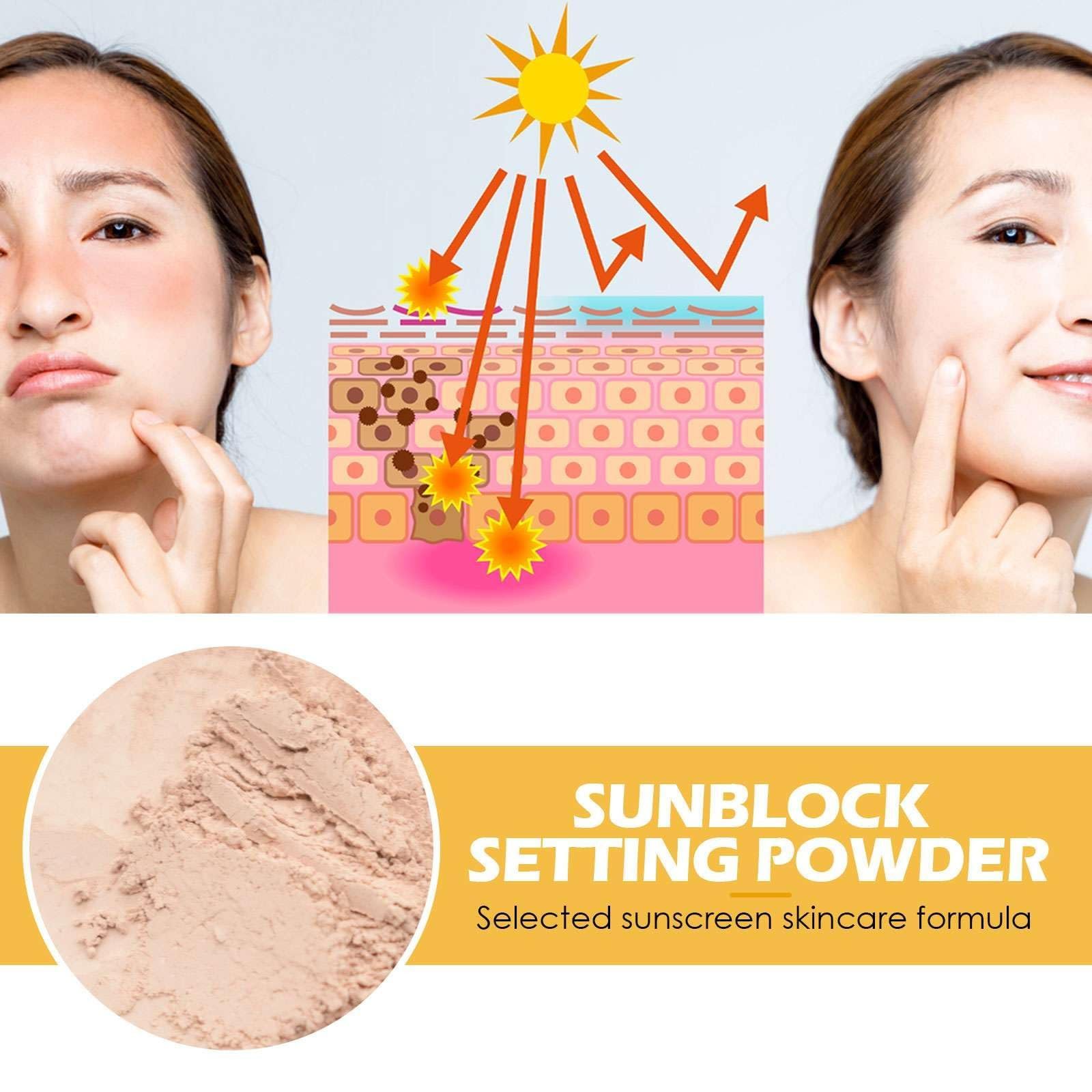Пудра для фиксации макияжа с солнцезащитой SPF 50 с кистью, для контроля жирности, натуральный матовый финиш, легкая и дышащая, с солнцезащитой для всех типов кожи, фото №4