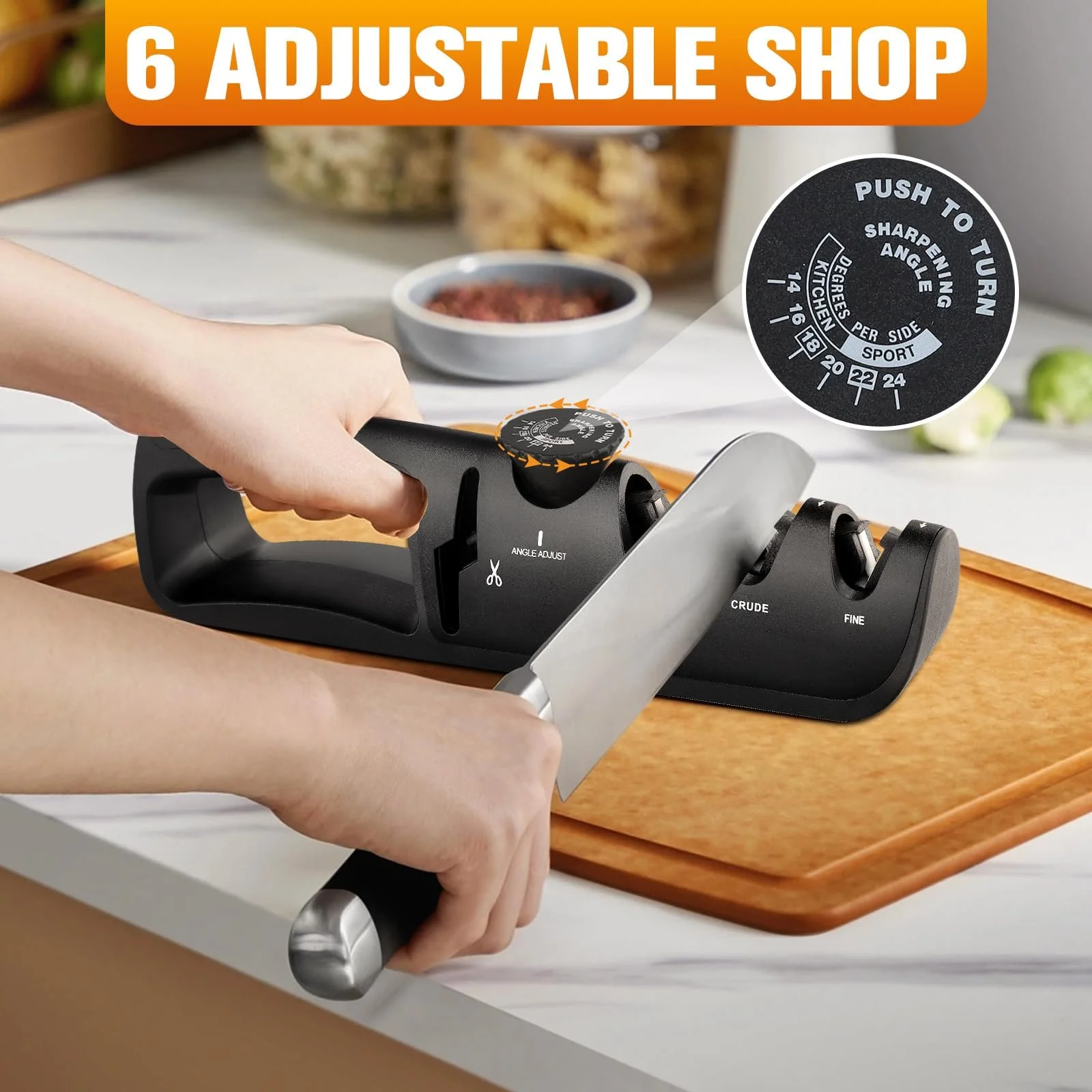 Ручне точило для ножів 4-в-1 Professional з регульованим кутом 14-24°, фото №4