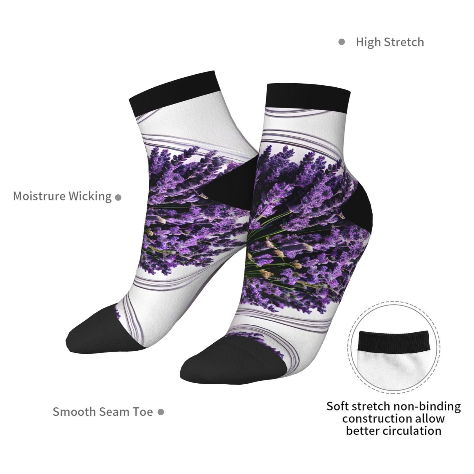 Носки Модные Удобные Взрослые Подходят для Всех Сезонов Фиолетовый Лаванда Фиолетовый Лаванда 1 One Size, Фиолетовый Лаванда 1, фото №7