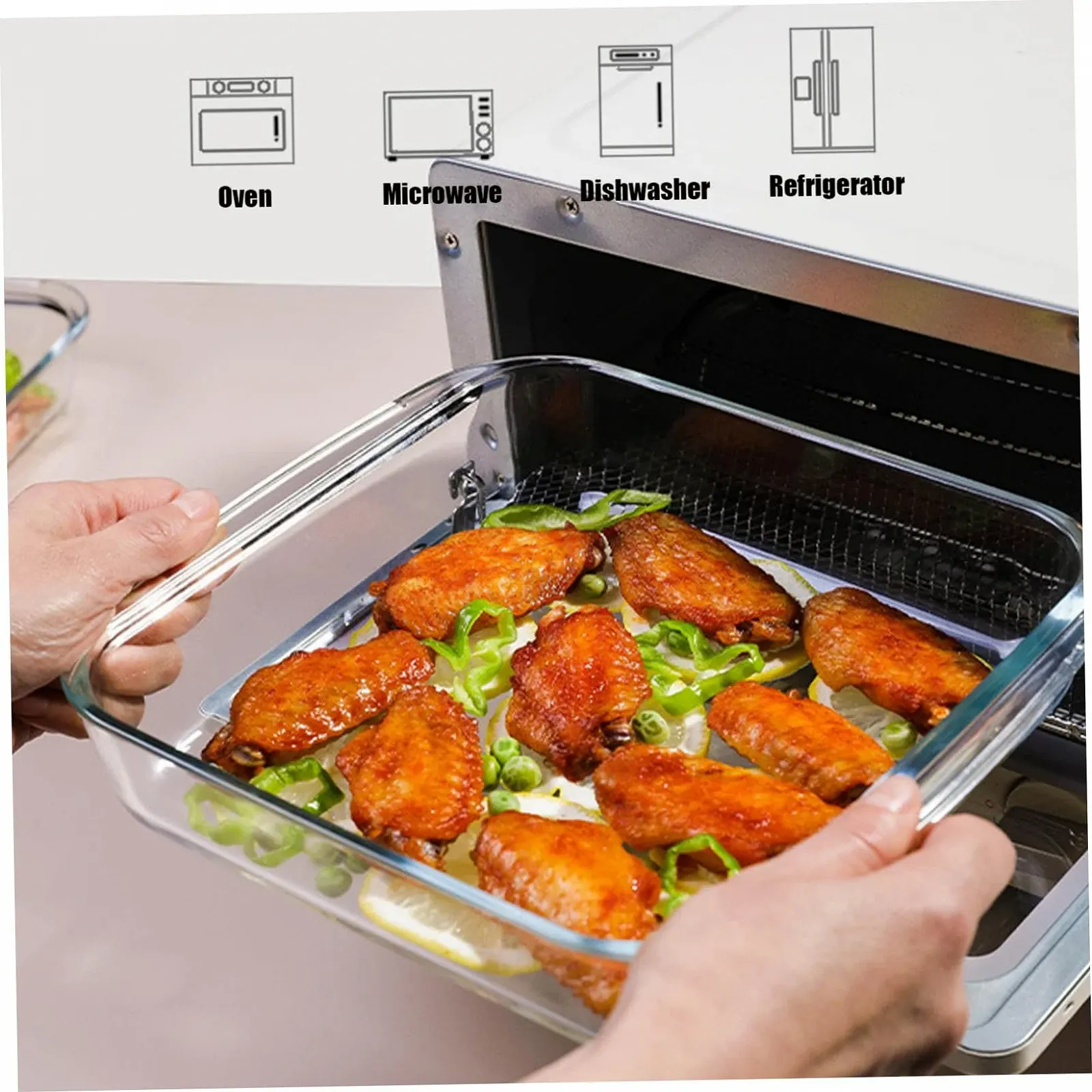 Форма для запекания стеклянная 9,7 x 8,6 x 2 квадратная термостойкая до 400 °C, фото №6