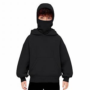 Балаклава Худи Xs Унисекс Детская Балаклава для Мальчиков и Девочек на Молнии с Маской для Лица Легкая Куртка Толстовки с Длинным Рукавом Ninja Худи на Молнии Однотонная Основная Теплая Объемная - Фото 1