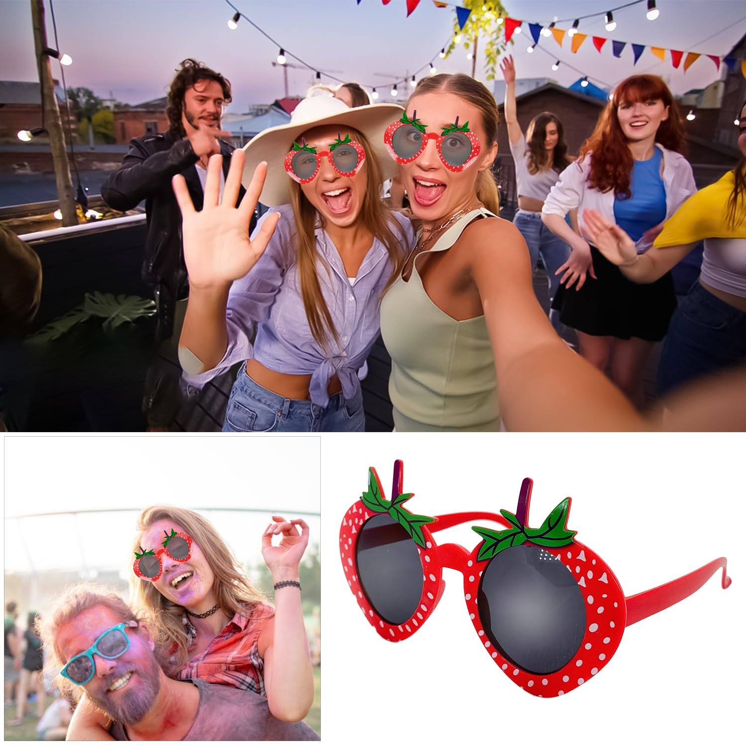 Солнцезащитные очки Клубника BORFUE для вечеринок, 2 шт, фото №4