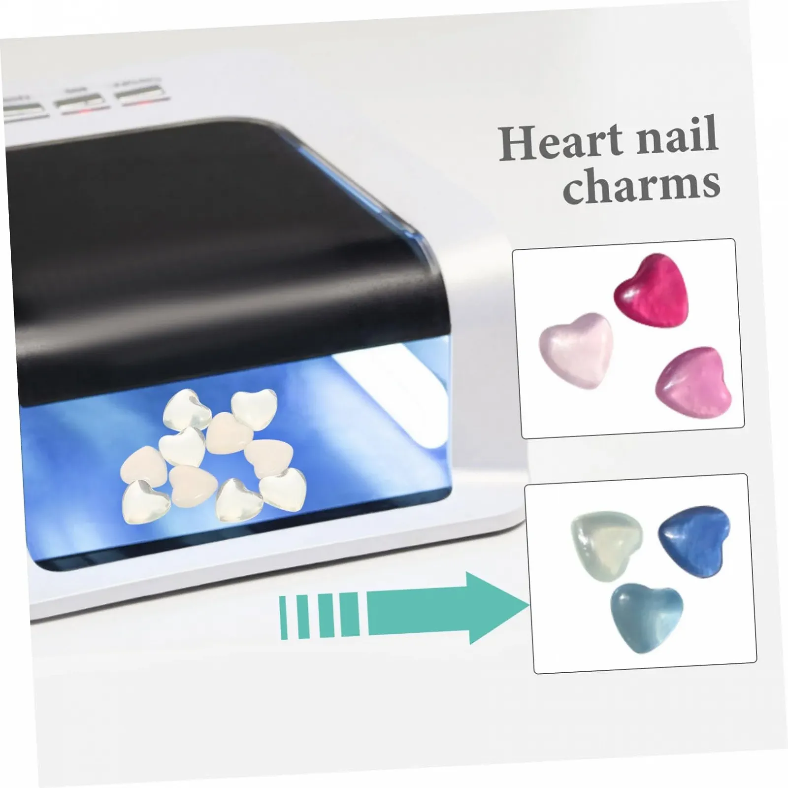 Украшения для ногтей Форма сердца 100 шт. Синие камни, фото №4