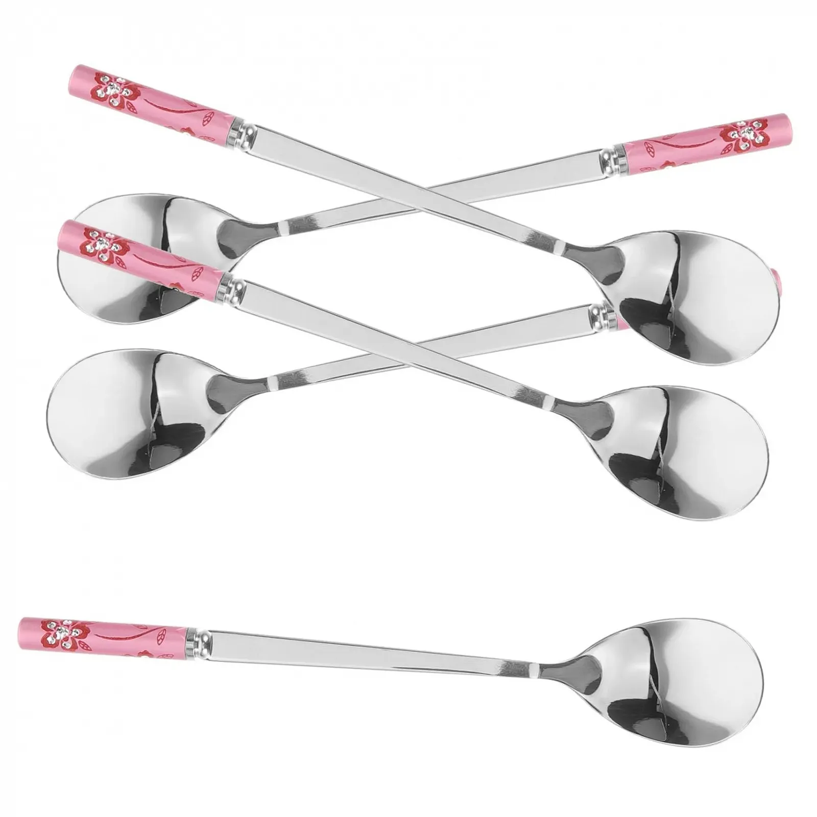 Набор из 5 десертных ложек, кофейных ложек, ложек в форме сердца из нержавеющей стали для перемешивания., фото №1 Набор из 5 десертных ложек, кофейных ложек, ложек в форме сердца из нержавеющей стали для перемешивания., фото №1