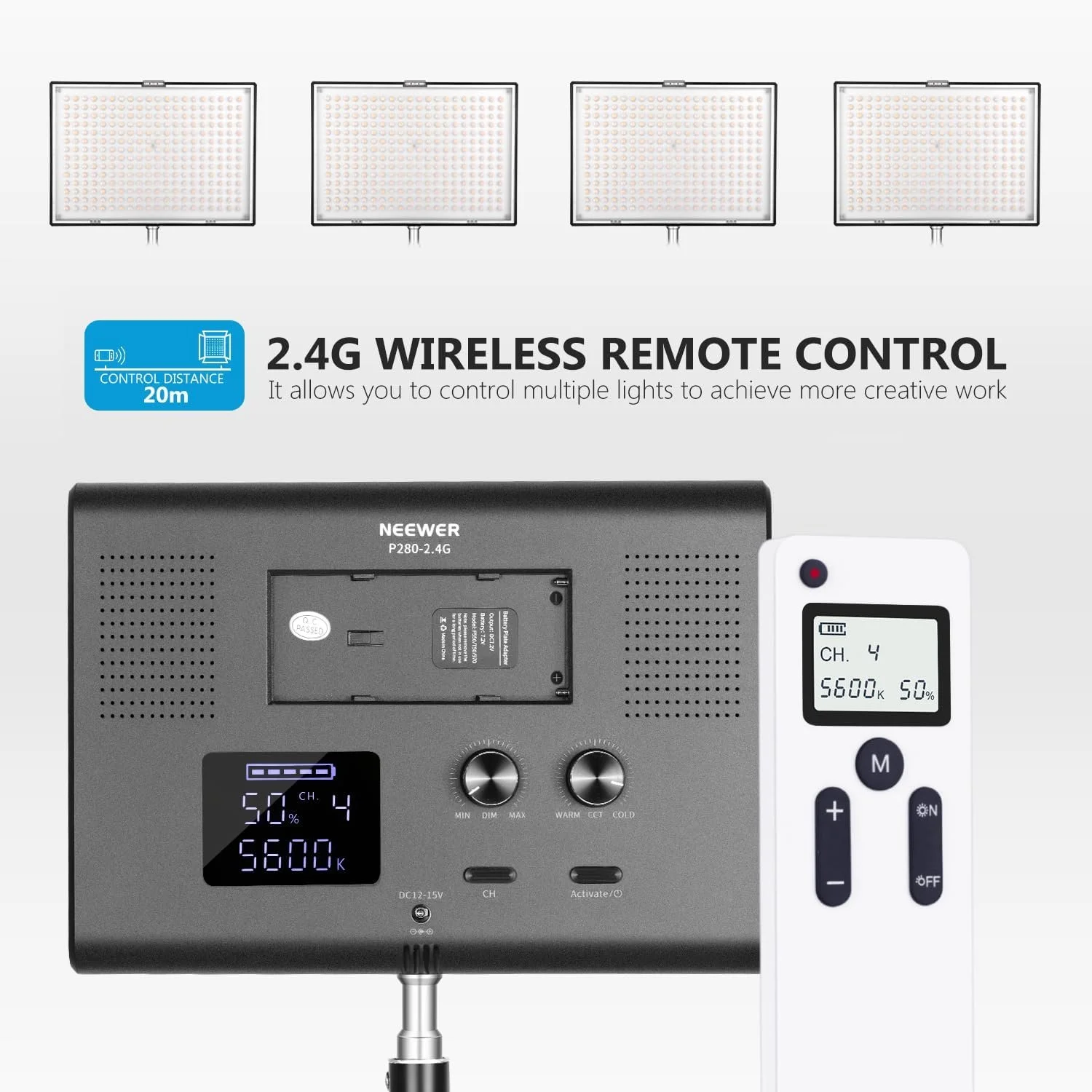 Комплект студийного света Neewer P280 / 3200–5600 К / CRI 95+ / 2 шт. / Черный, фото №7
