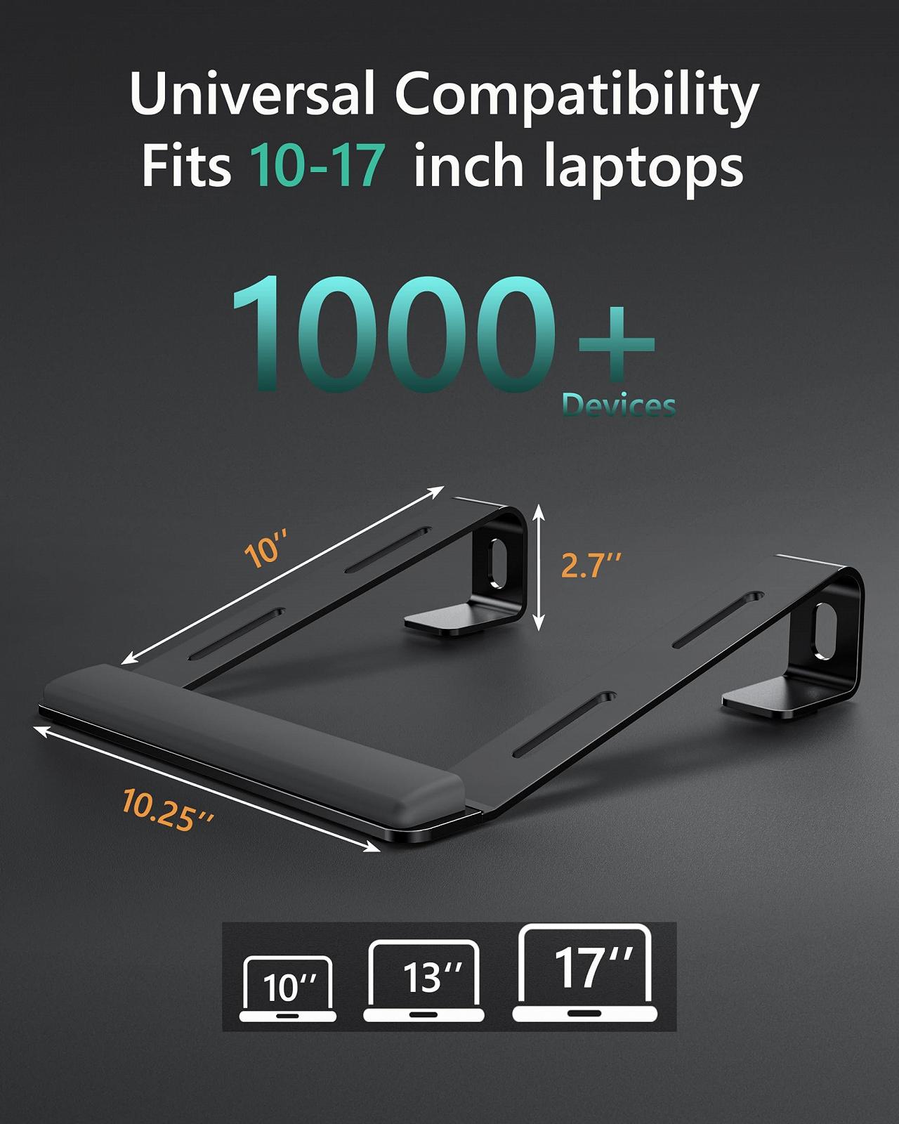 Подставка для ноутбука алюминиевая с подставкой для запястья эргономичная съемная держатель для ноутбука совместима со всеми ноутбуками 10-17 дюймов, фото №5 Подставка для ноутбука алюминиевая с подставкой для запястья эргономичная съемная держатель для ноутбука совместима со всеми ноутбуками 10-17 дюймов, фото №5