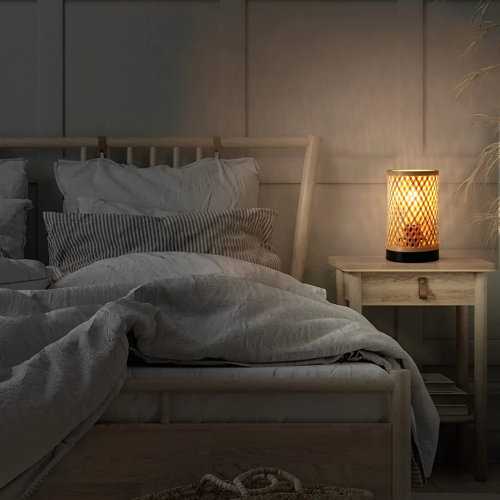 Настільна лампа INSPIRE Ninon 1 x E27 макс. 40 Вт висота 23 см Бамбук Метал Чорний, фото №6