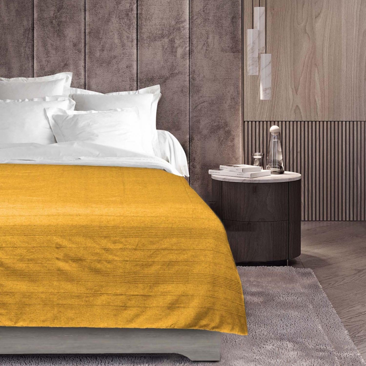 Плед Douceur d'Intérieur Lucile Однотонний Полікотон 180 x 220 см Каррі, фото №4