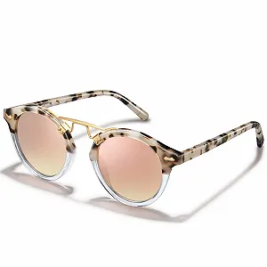 Солнцезащитные очки CARFIA круглые UV400 Поляризованные для узкого лица Модные с металлической перемычкой - Фото 1