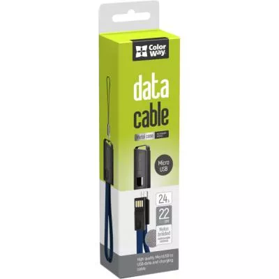 Дата кабель USB 2.0 AM to Micro 5P 0.22m blue ColorWay (CW-CBUM022-BL), фото №4