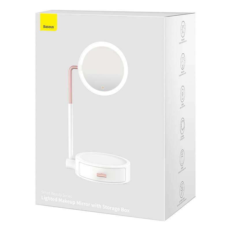 Озеркало BASEUS Lighted Makeup Mirror with Storage Box 3 Level touch brightness (DGZM-02), фото №1