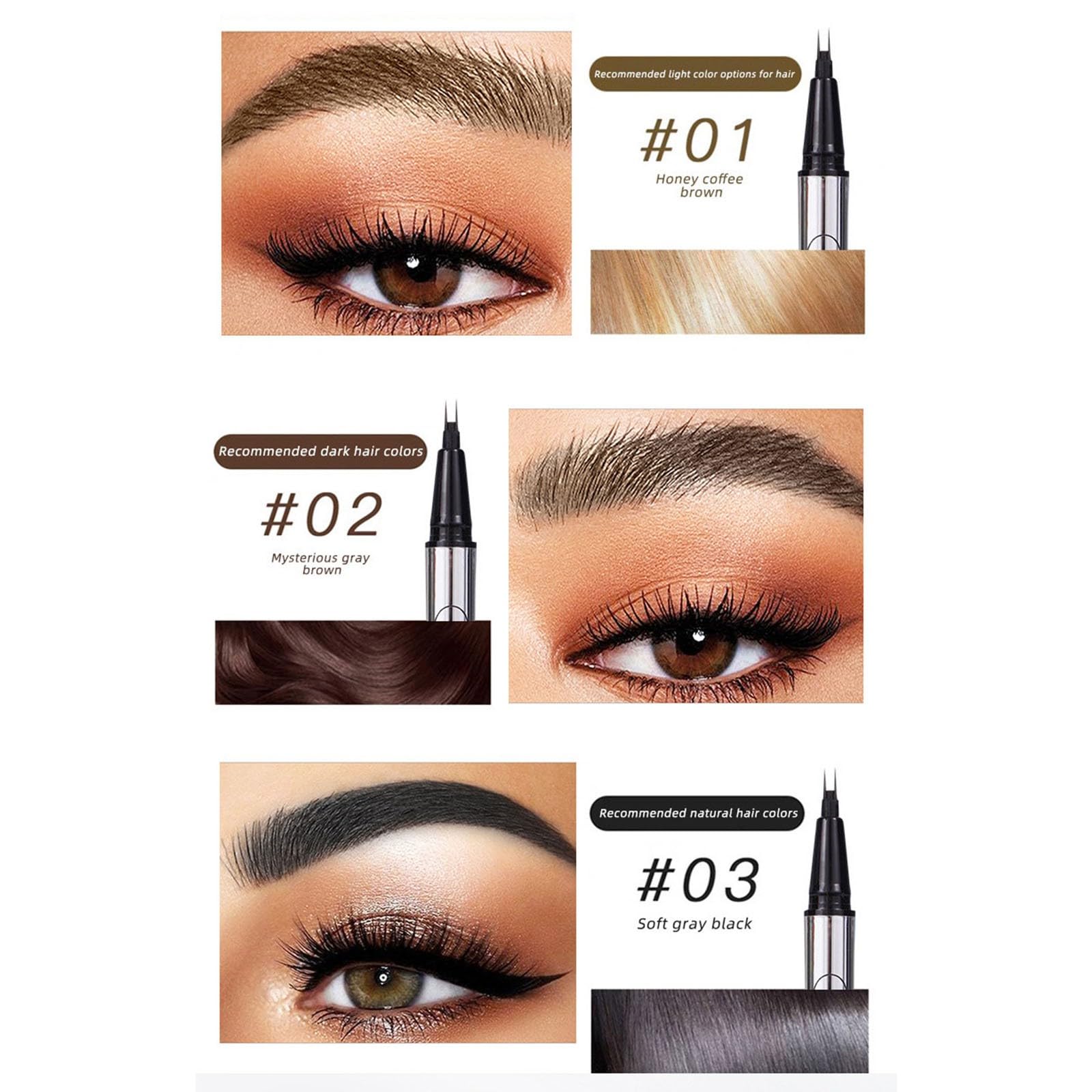 Олівець 3D Waterproof для брів з 2-ма вилковими наконечниками Microblading 2-точковий Довготривалий натуральний макіяж, фото №3