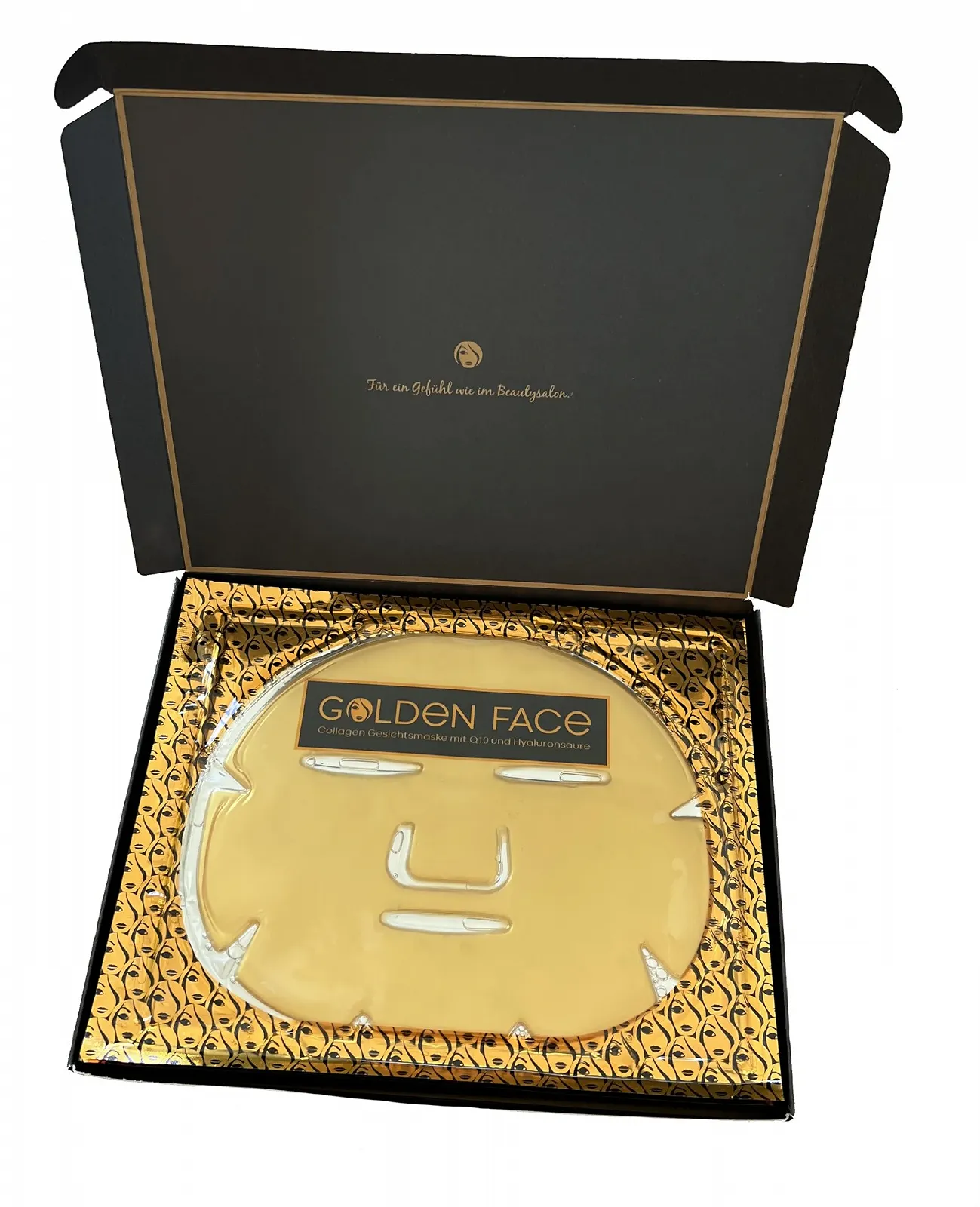 Маска для обличчя Golden Face Collagen з Q10 та гіалуроновою кислотою, набір 10 штук, золотий, фото №3