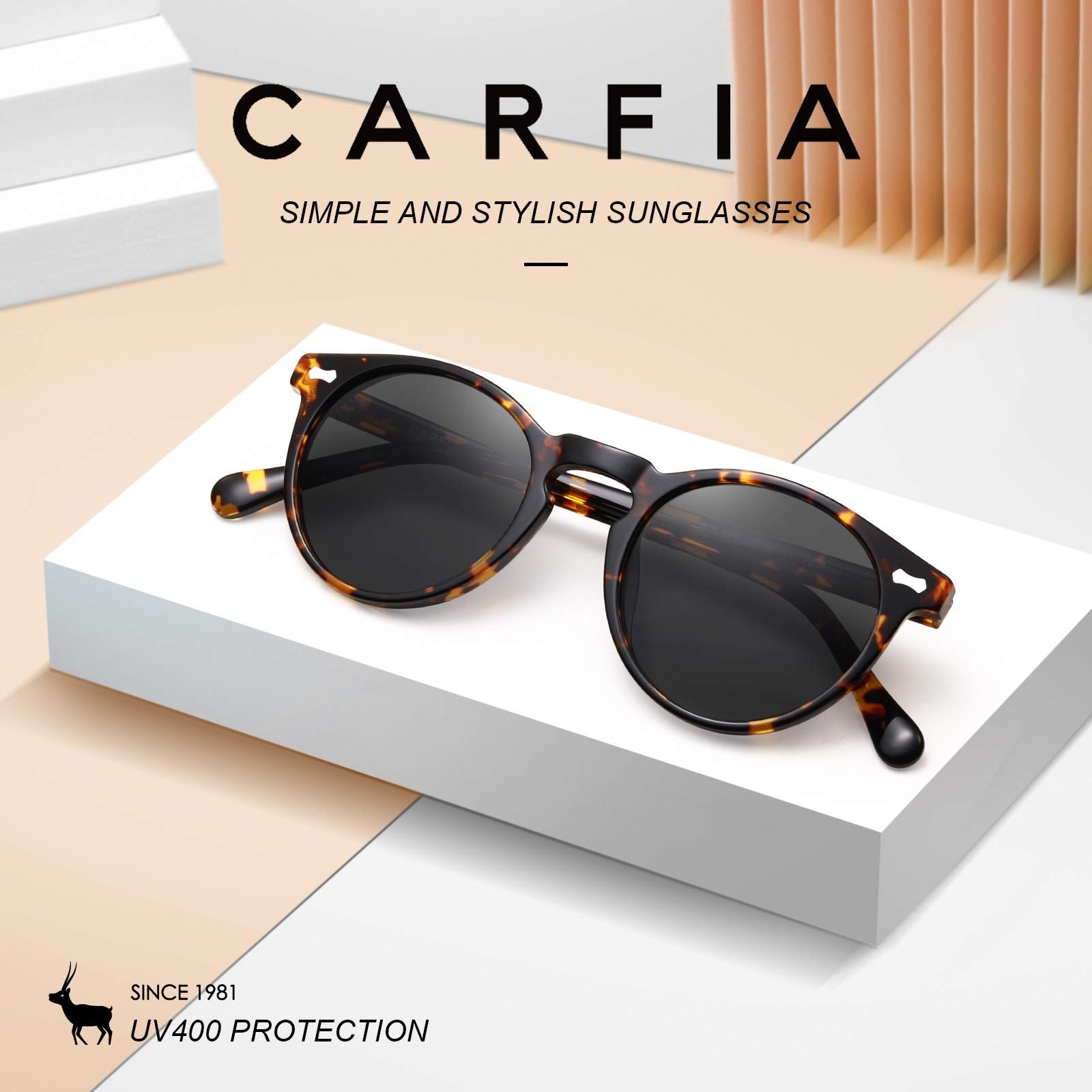 Круглі сонцезахисні окуляри CARFIA для жінок, поляризовані, 100% захист від УФ-випромінювання, фото №9