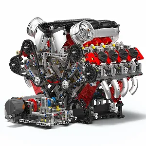 Конструктор Mould King Technic Большой (V8) Восьмицилиндровый рядный бензиновый блок двигателя, 2718 деталей, включает мотор и блок аккумуляторов V8 synthetic.ua - Фото 1