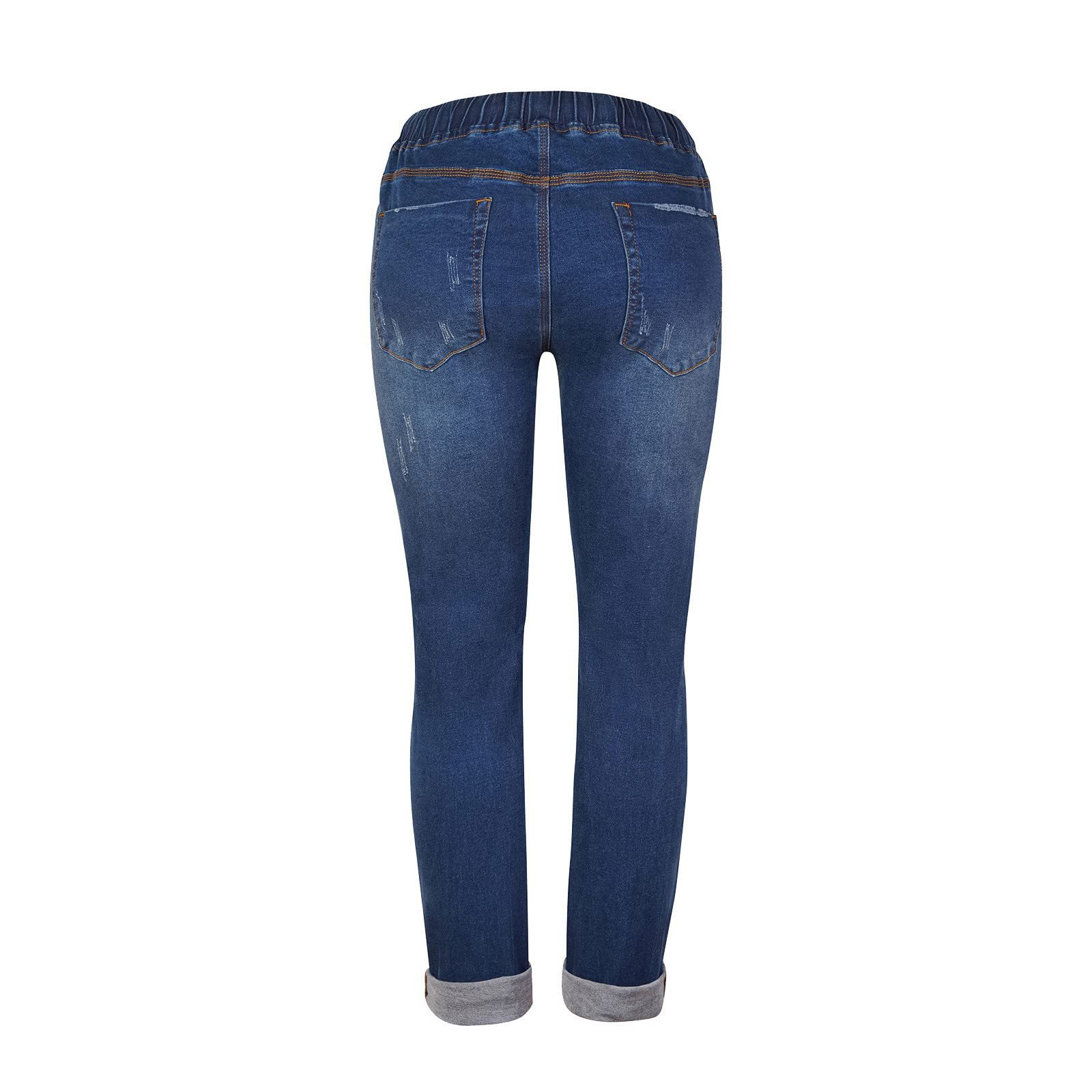 Жіночі джинси Wide Leg Jeans великого розміру, еластичні джинси з гумкою, джоггери 7/8 з куліскою, зручні штани-гарем, тканинні штани, літні рвані джинси, повсякденний денім, фото №5