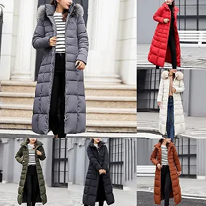 Довга стьобана Жіноча елегантна однотонна зимова куртка synthetic.ua - Фото 1