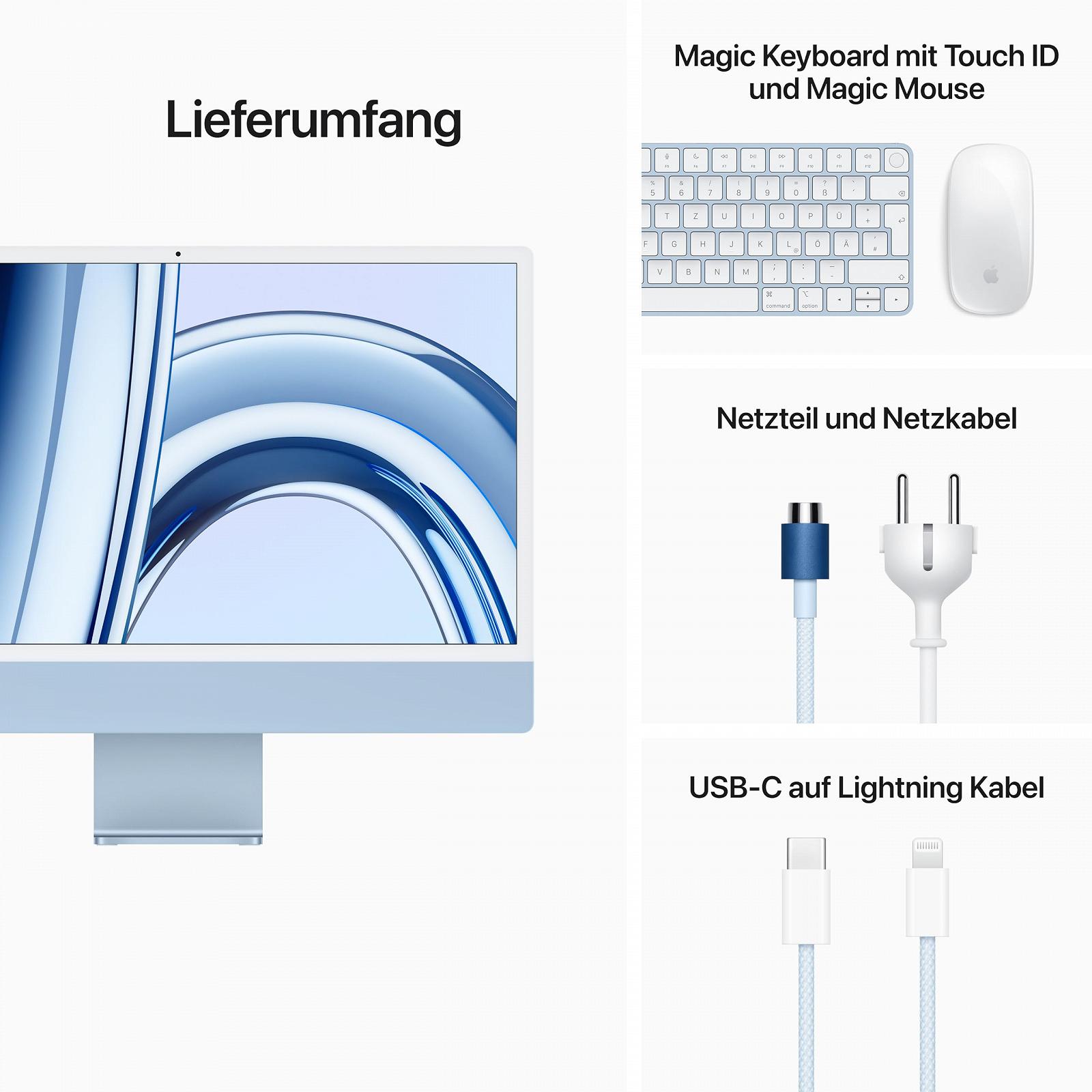 Моноблок Apple iMac 2023 с чипом M3: 8-ядерный CPU, 10-ядерный GPU, 24" 4.5K Retina дисплей, 8GB общей памяти, 512GB SSD памяти. Голубой, фото №5