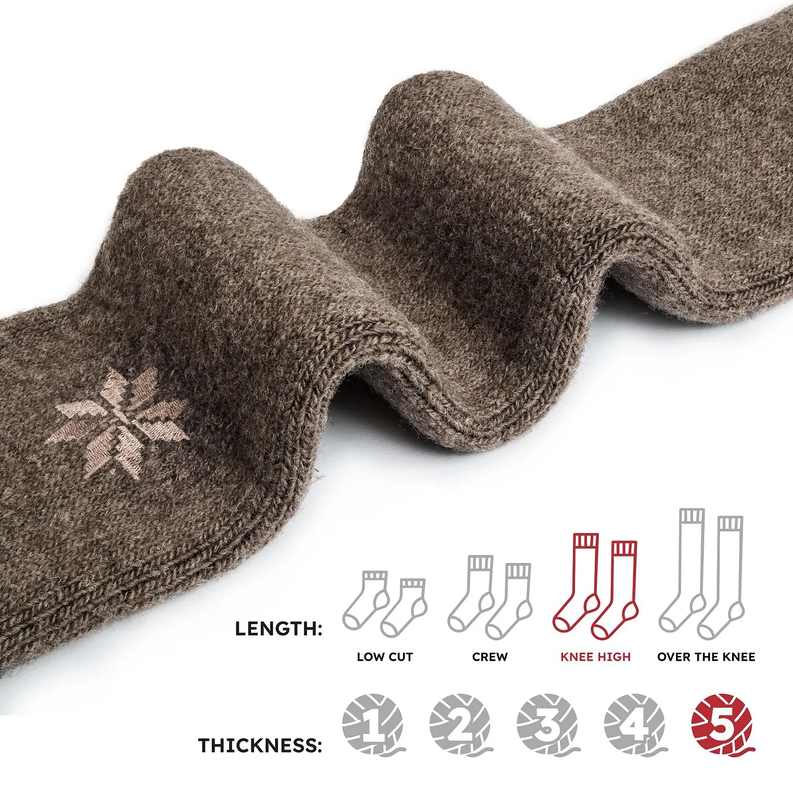 Високі шкарпетки до коліна Nordic Socks Premium з 70% вмістом мериносової вовни, 2 пари, фото №4