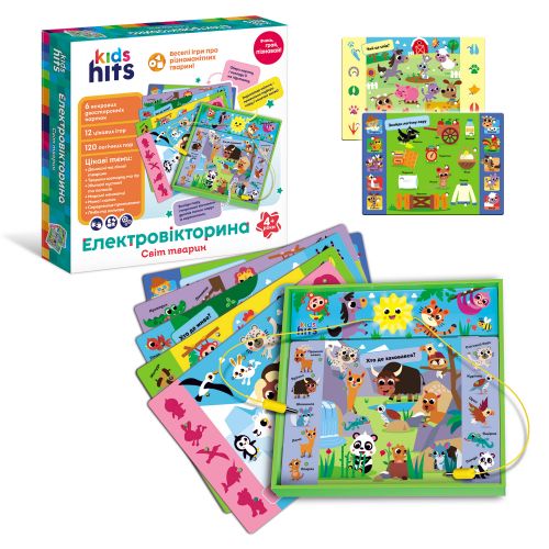 Электровикторина Мир животных 6 карточек 12 заданий укр [tsi245621-TSI], фото №1