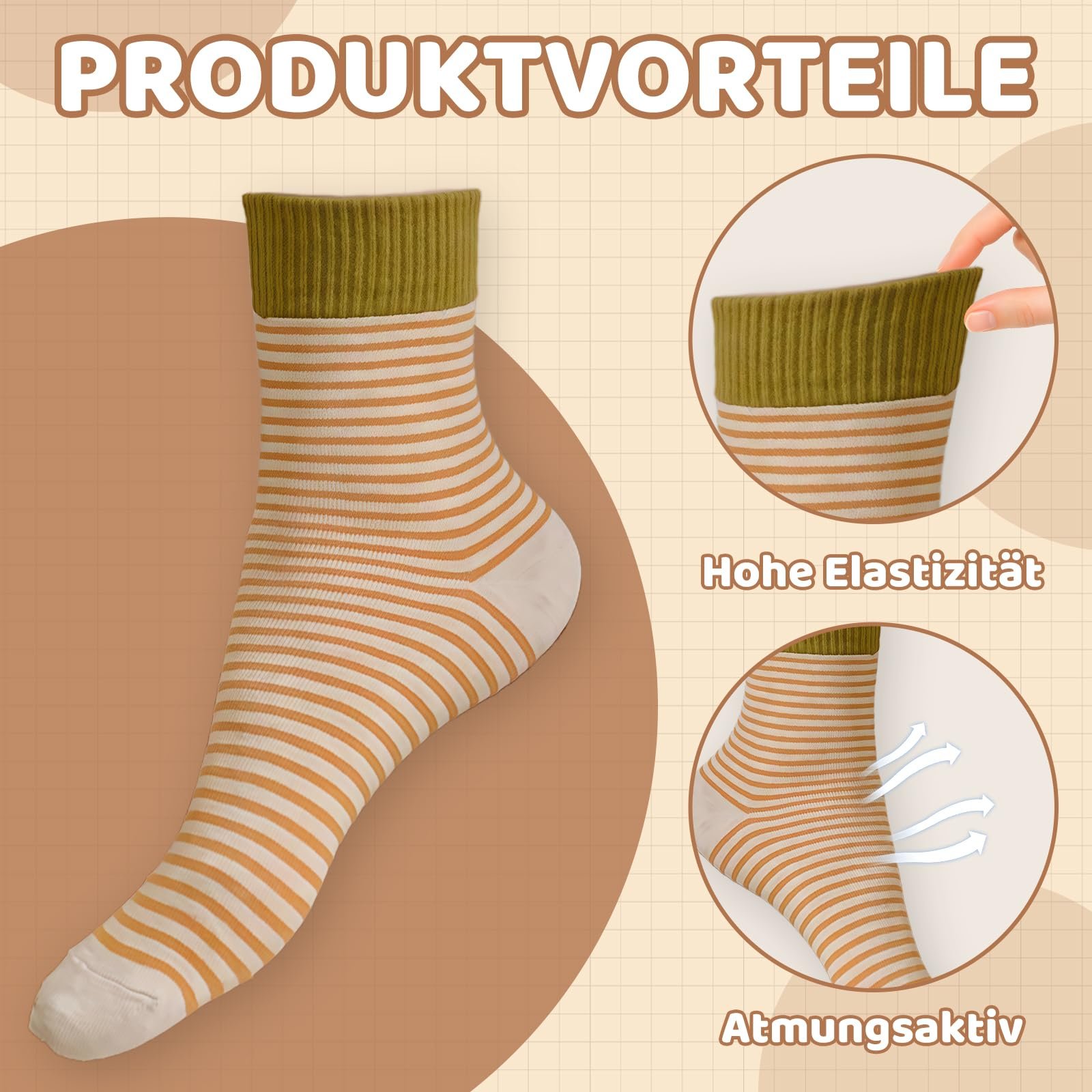 Женские носки (5 пар) Мягкие носки Размер 36-42 Цветные полосатые носки для спорта и отдыха Носки экипажа Женские носки Хлопковые носки Носки для бега для тенниса и работы, фото №5