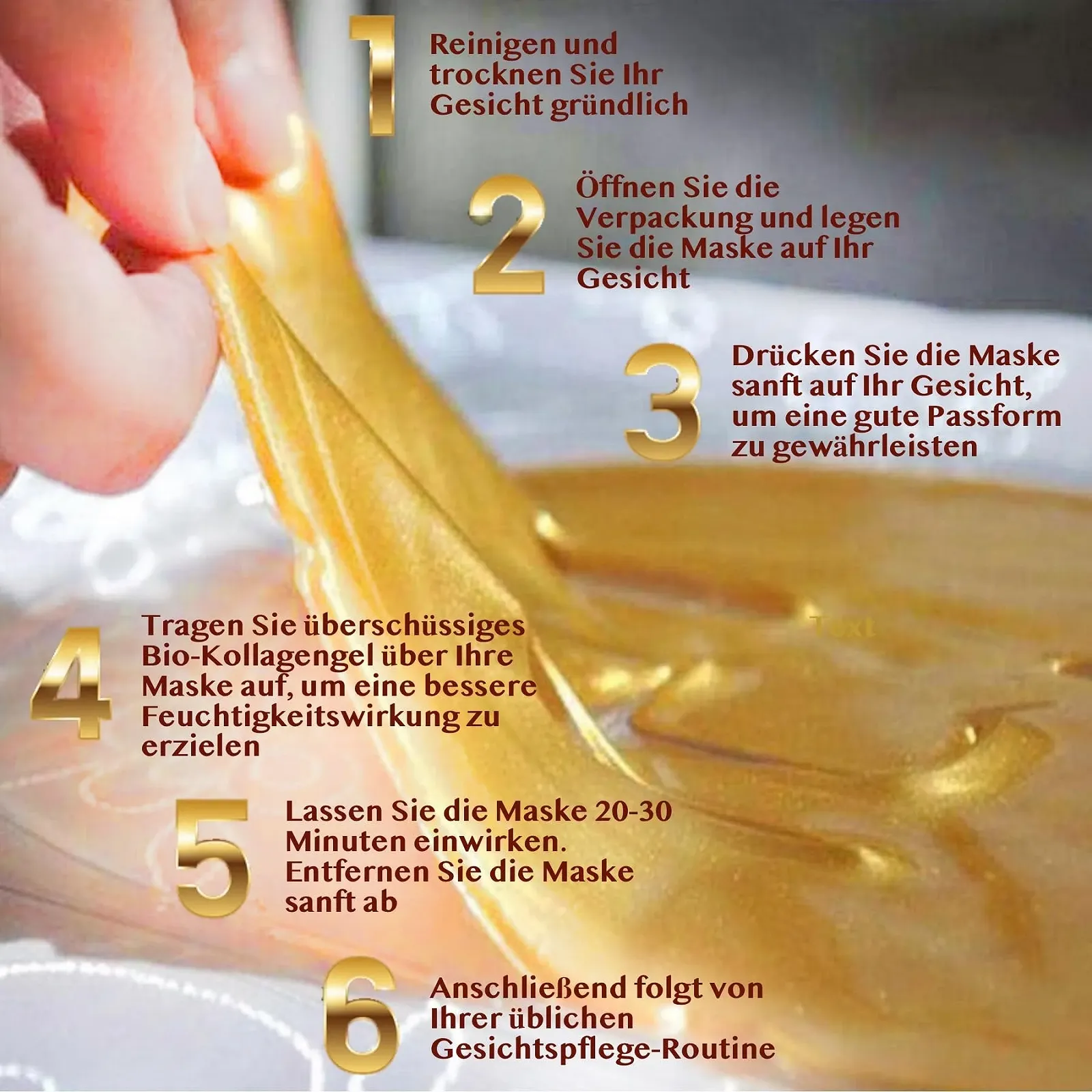 Гелева Маска для Обличчя Crystal Collagen Gold 24k Антивікова Гелева Маска (Упаковка 20 шт.), фото №3