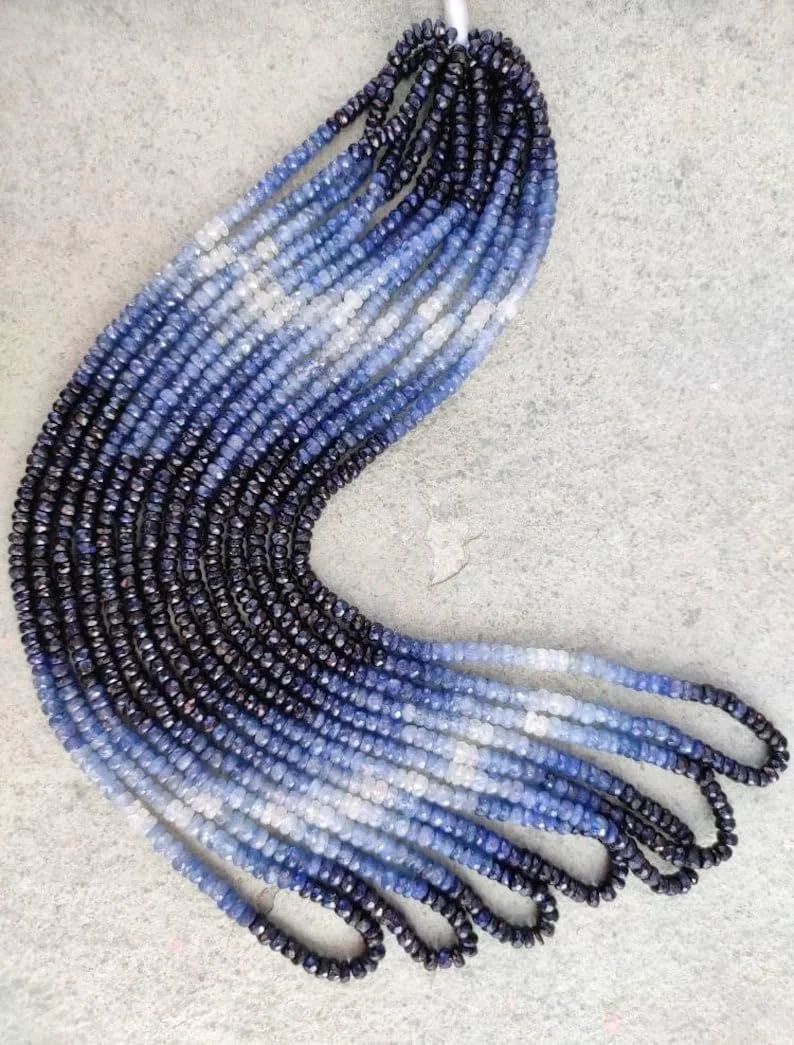 Бусины круглые сапфир натуральный синий граненые 3.5-4 мм, фото №3