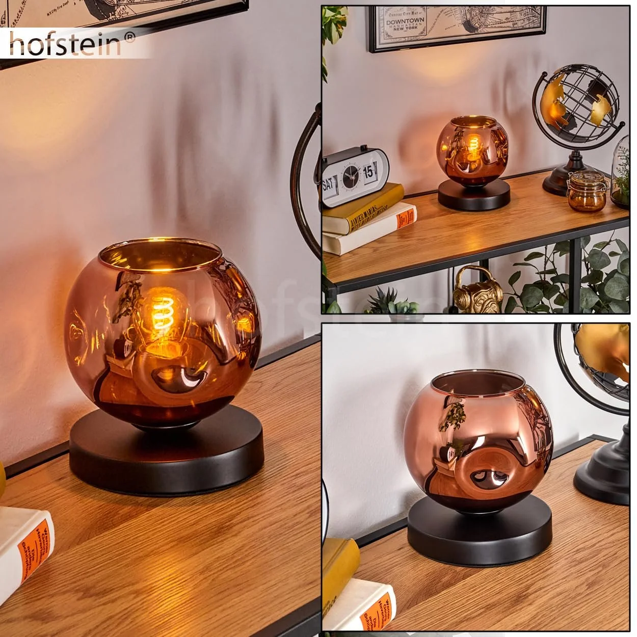 Настільна лампа Ripoll Metal / Glass Modern Retro / Vintage 15 см Black/Copper Colour, фото №2
