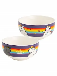 Миска United Labels Pummel & Friends Pummeleinhorn Rainbow Керамическая миска для хлопьев 400 мл - Фото 1