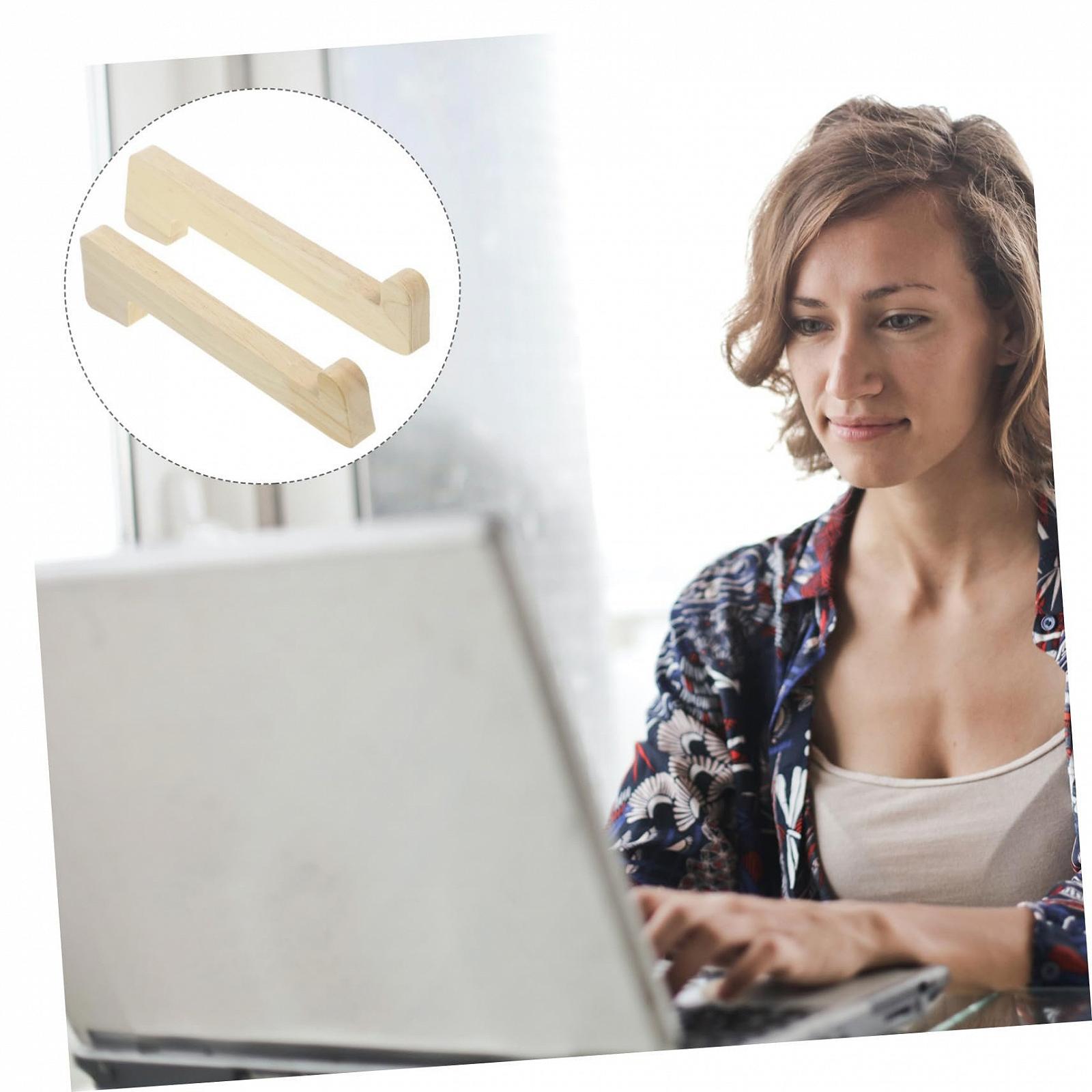 Подставка для ноутбука Homoyoyo 2 шт. Деревянная Подставка для ноутбука для стола Прочная Легкая Офисная Подставка для ноутбука с Приподнятой полкой для лучшей вентиляции и эргономичной работы Прочная и компактная, фото №4