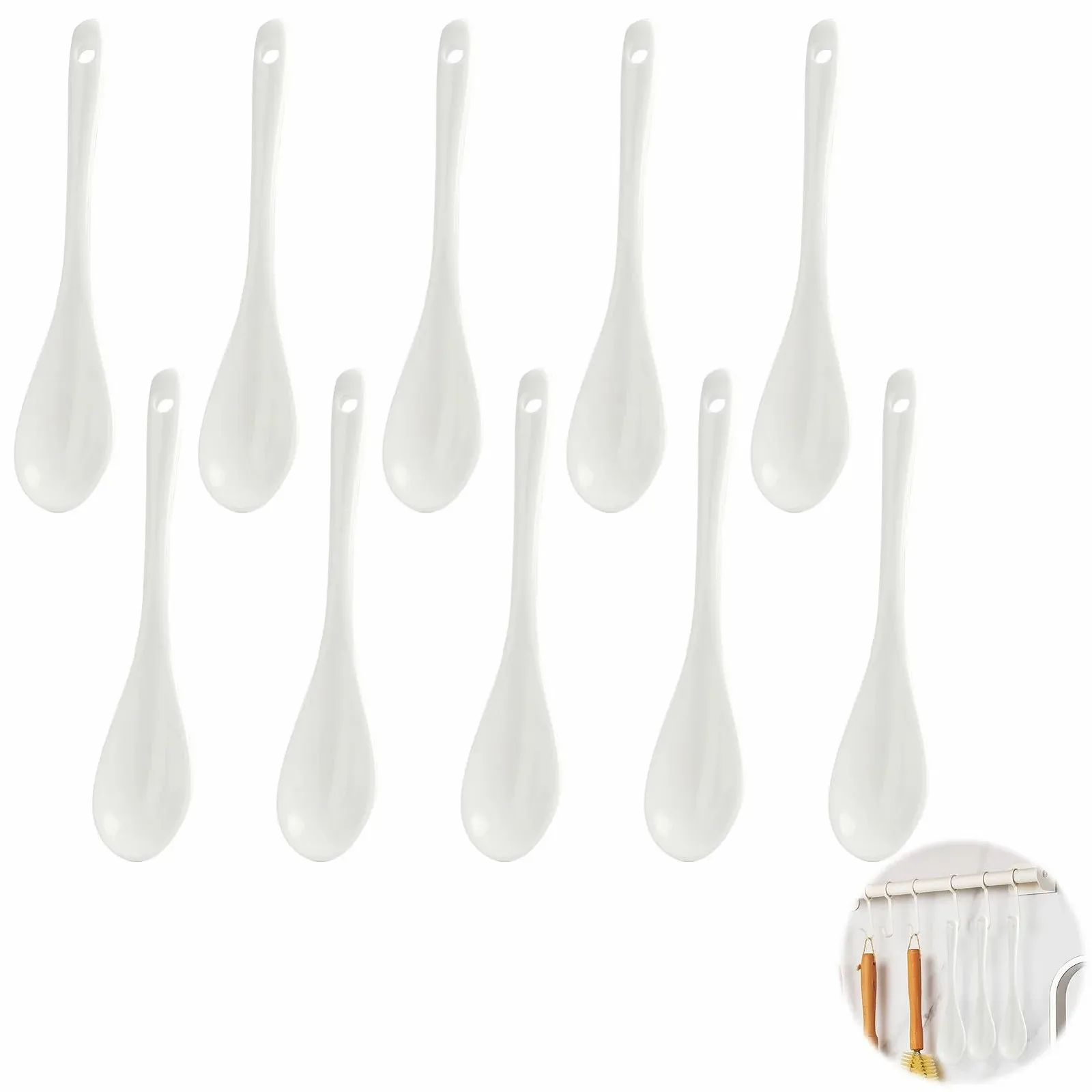 Ложка из фарфора Белая 12 cm (Набор 10 штук), фото №7