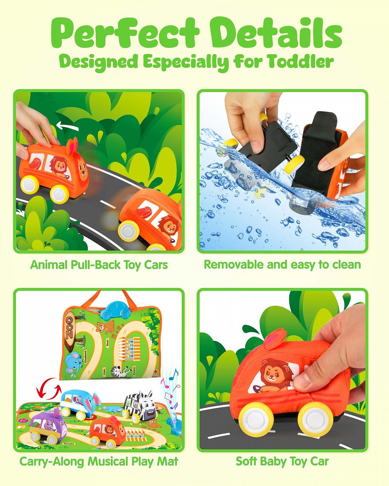Игрушка Vanmor Animal Theme Car Toys с музыкальным ковриком/сумкой для хранения, фото №5