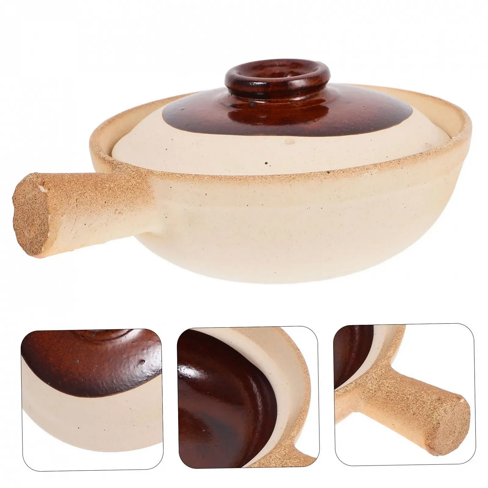 Супниця з кришкою керамічний теракотовий для рису та супу компактна, фото №7