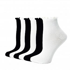 Носки AKAMAS Кружевные с оборками Женские 6 пар Хлопковые носки Дышащие Мягкие Однотонные Короткие Носки для щиколотки - Фото 1