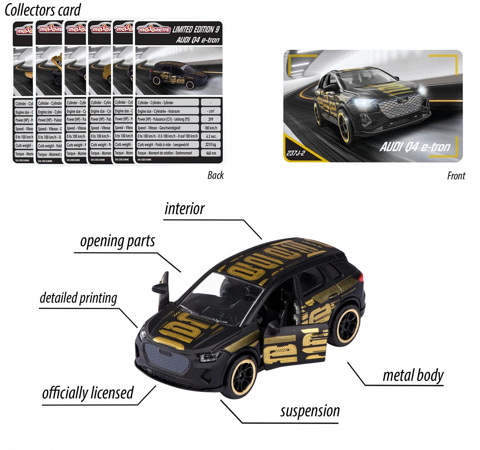 Игрушечные машинки Majorette LIMITED EDITION 9 1 OF 6 RANDOM GOLD DESIGN для возраста 3+ Малые модели с свободным ходом и подвеской Торговая карточка, фото №4