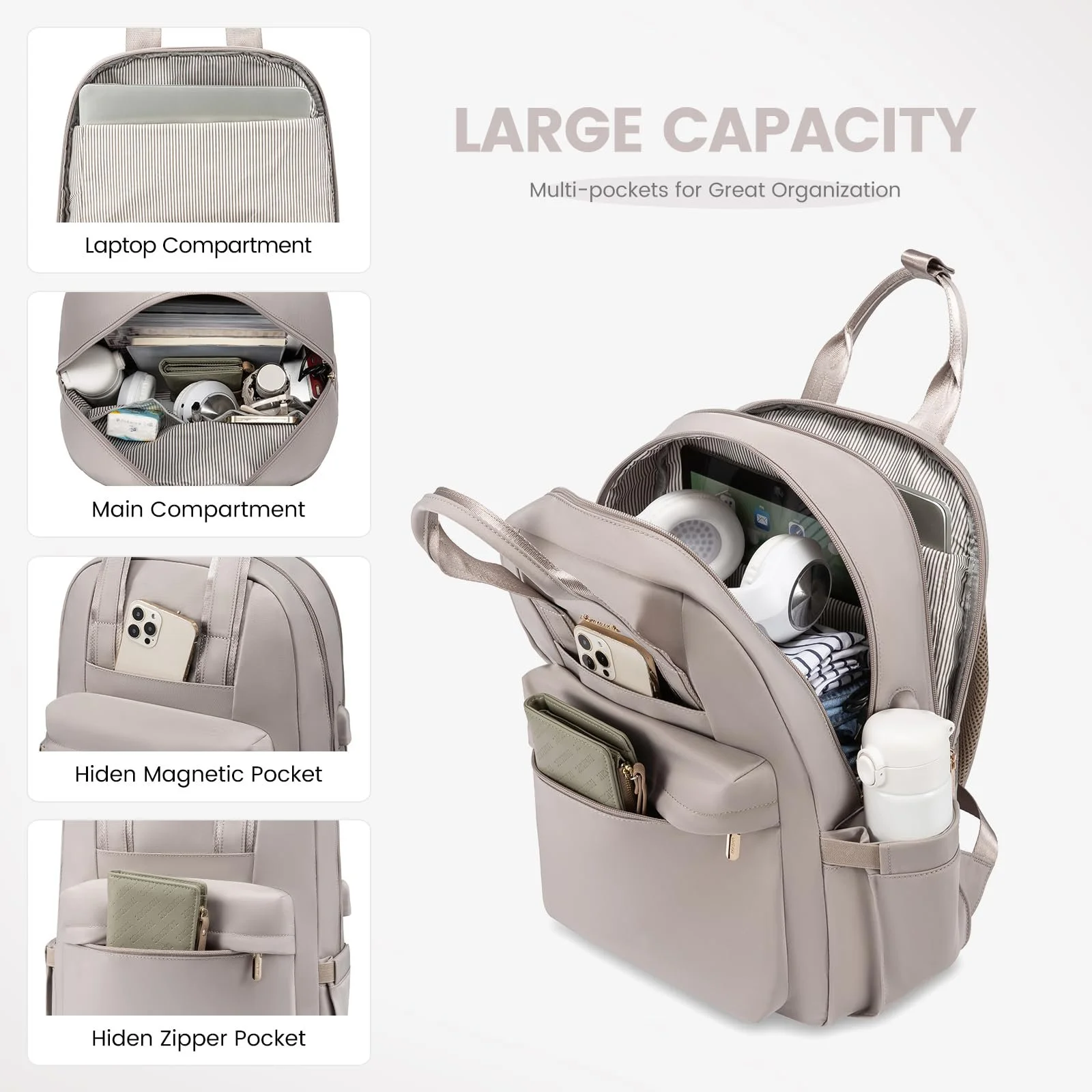 Рюкзак для ноутбука LOVEVOOK 15.6" Waterproof Taro Grey, фото №2 Рюкзак для ноутбука LOVEVOOK 15.6" Waterproof Taro Grey, фото №2