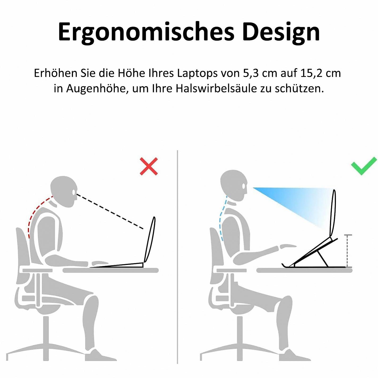 Підставка для ноутбука Diffaxy, регульована по висоті, складна підставка для ноутбука для столу, ABS + силіконова, вентильована охолоджуюча 10-15,6-дюймових ноутбуків, планшетів (чорна), фото №4 Підставка для ноутбука Diffaxy, регульована по висоті, складна підставка для ноутбука для столу, ABS + силіконова, вентильована охолоджуюча 10-15,6-дюймових ноутбуків, планшетів (чорна), фото №4