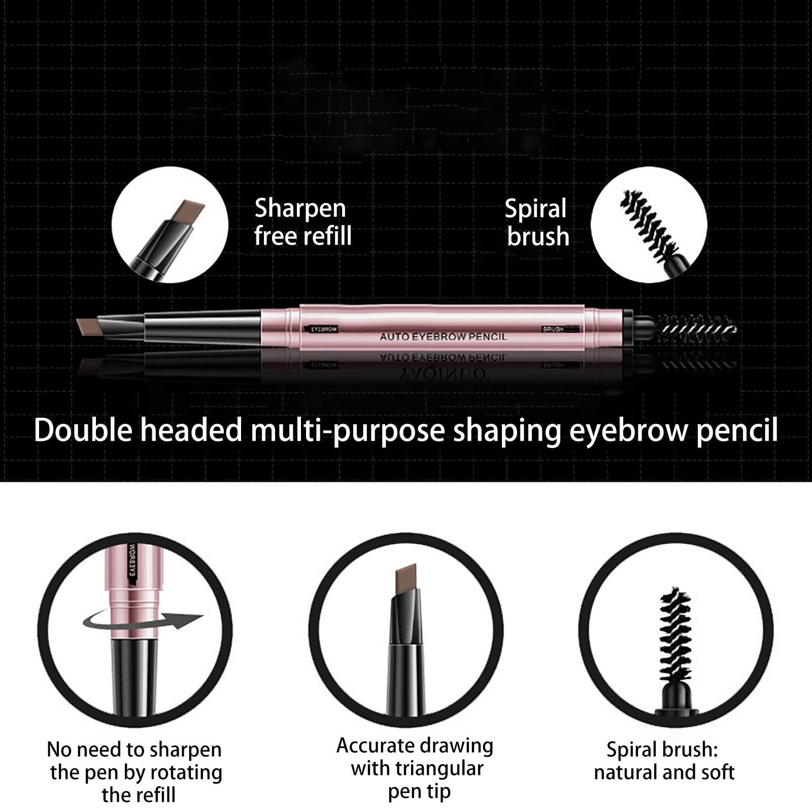 Карандаш для бровей Waterproof Professional Makeup Automatic Rotating Double-Sided (B, One Size), фото №5