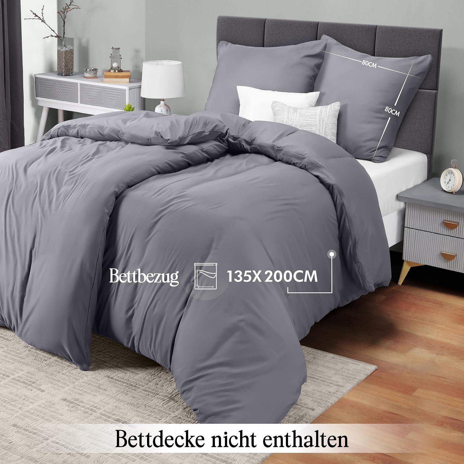 Постільна білизна Utopia Bedding, 2 підковдри 135 x 200 см + 2 наволочки 80 x 80 см, сірий, фото №2