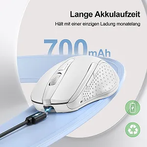 Миша TECKNET Бездротова Перезаряджувана 4800 DPI 2.4GHz Оптична 6 Кнопок Біла synthetic.ua - Фото 1