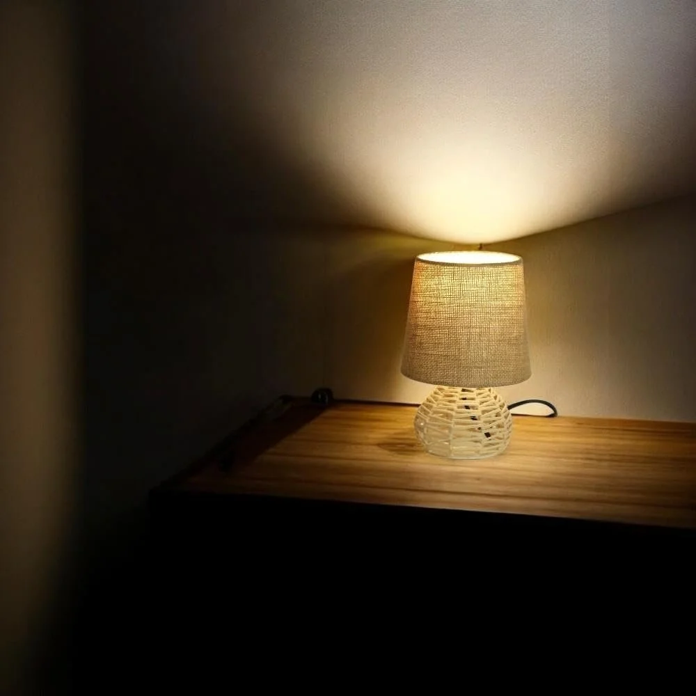 Настільна лампа Rita з тканинним абажуром коричнева E27, фото №4