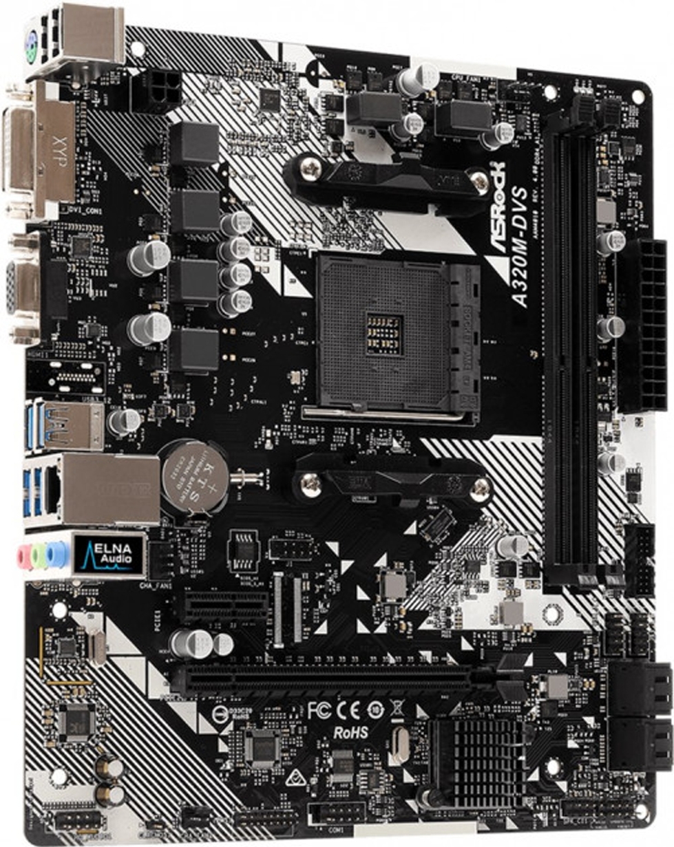 Материнська плата Asrock A320M-DVS R4.0, s-AM4, microATX, 2xDDR4 3200 до 32 ГБ , фото №2