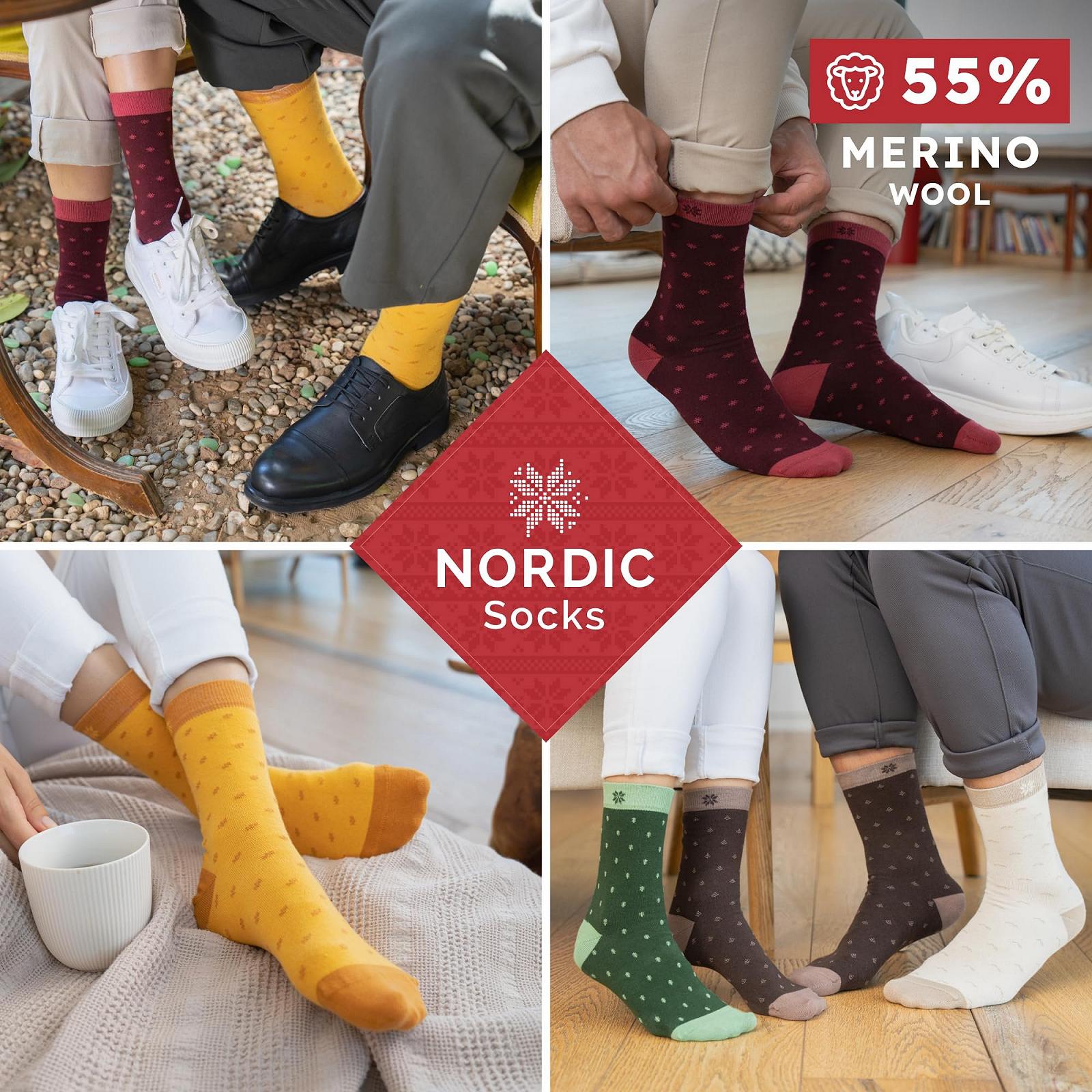 Носки NORDIC Everyday Dress Носки из мериносовой шерсти для мужчин и женщин, 5 штук в упаковке, унисекс, Шикарные носки с посадкой, фото №2