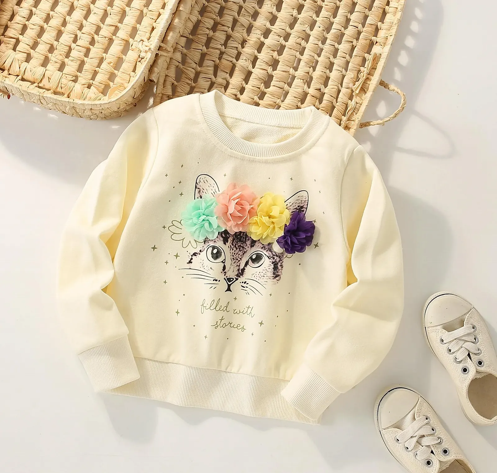 Свитшот Codkkre для девочек Детский милый мультяшный свитер для девочек Хлопковые рубашки с длинными рукавами Возраст 2-10 лет, фото №2