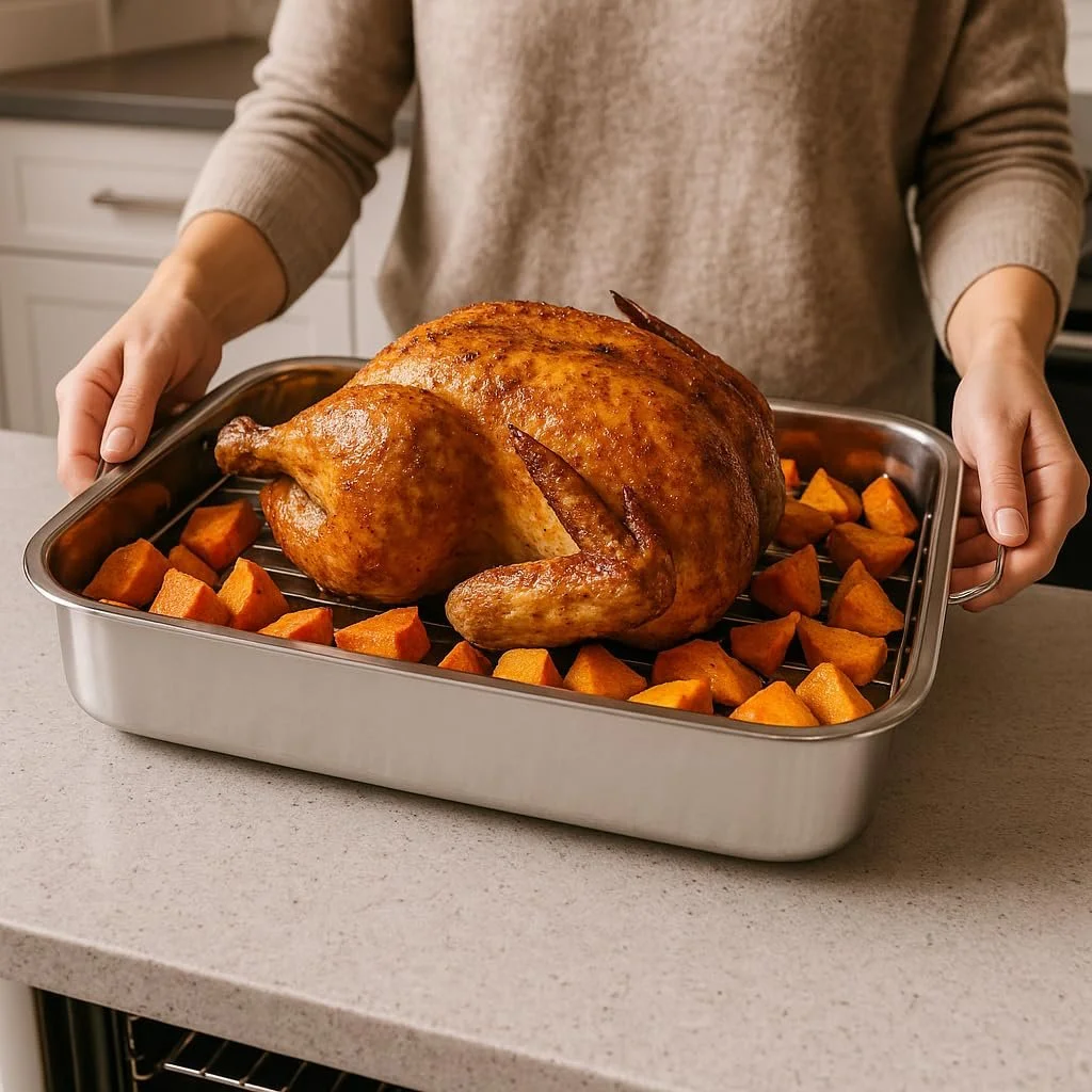 Форма для запікання MGE з решіткою 35 см нержавіюча сталь Срібляста, фото №3